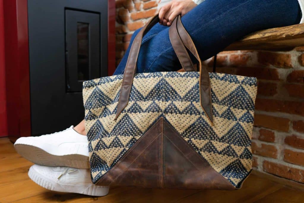 Sac à main femme en jute et cuir fait main